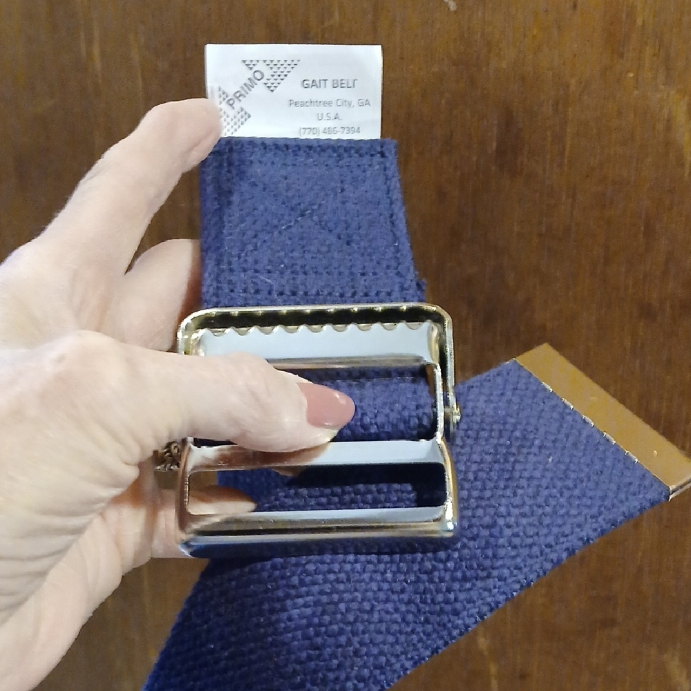 Blue Gait Belt with Silver Buckle